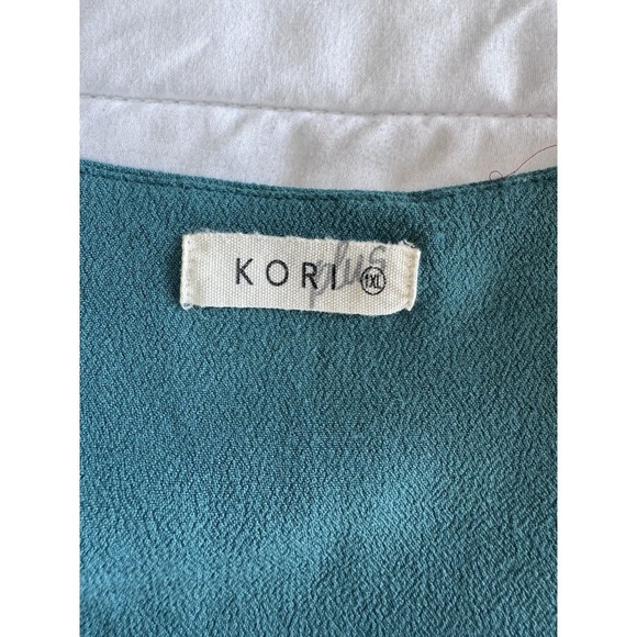 Kori America Jumper Romper Sleeveless 1x Green Adjustable Straps Bohemian Flowy - Picture 8 of 12